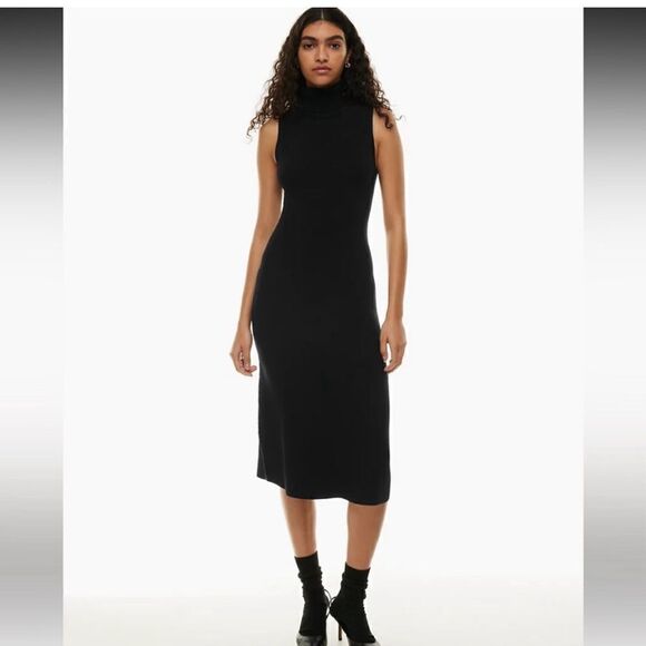 Wilfred by Aritzia black Mimi Dress size large ribbed - Picture 1 of 6